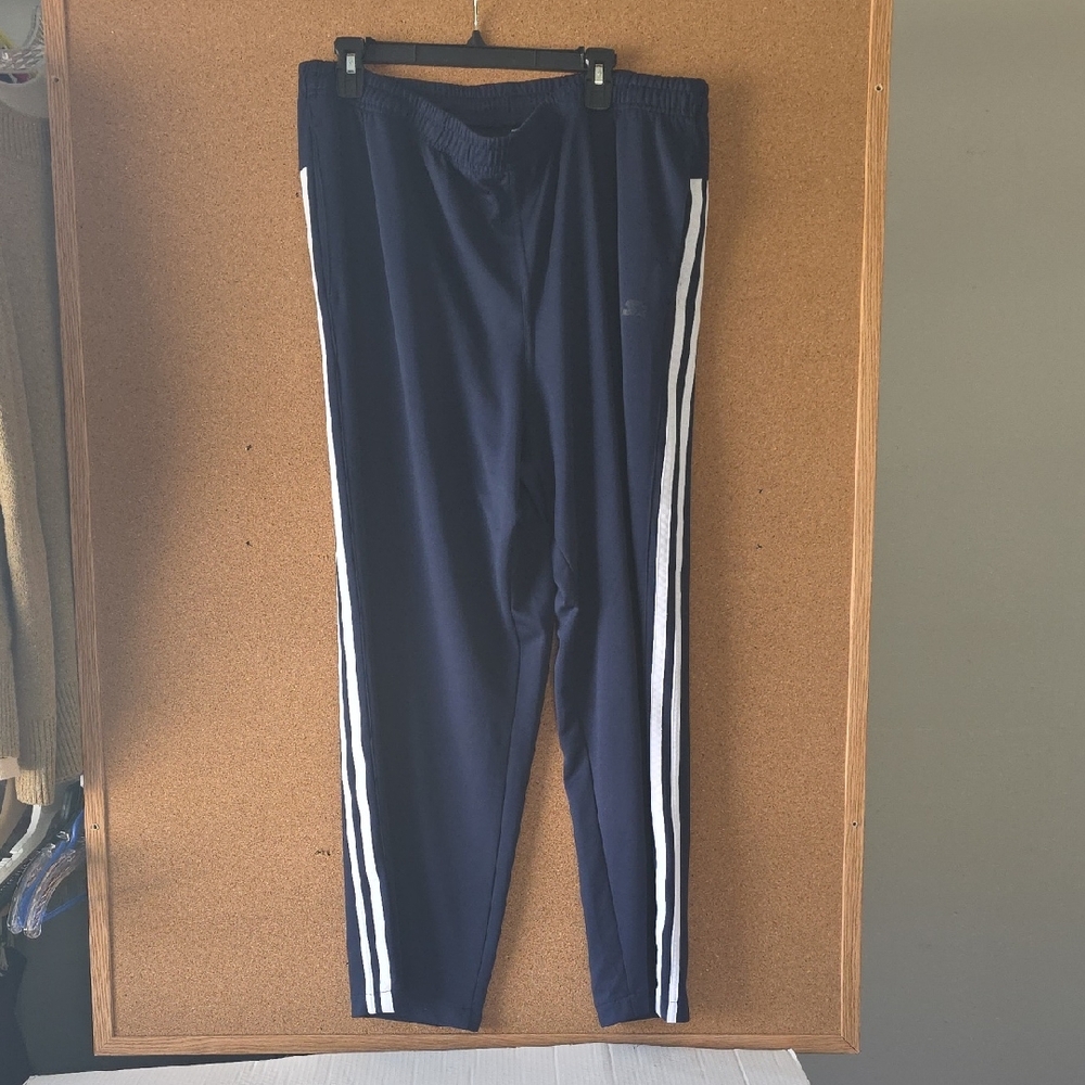 STARTER Y2K Navy Track Pants XL White Racing Stripe Retro Athleisure